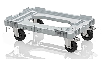 Тележка пластиковая с отверстием 2 колеса с тормозом усиленная серая в Ярославле
