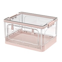 Ящик пластиковый складной прозрачный коричневый, дно розовое,490х360х280 мм, с колесиками в Ярославле Ящик пластиковый складной прозрачный коричневый, дно розовое,490х360х280 мм, с колесиками в Ярославле