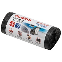 Мешки для мусора 20 л, черные, в рулоне 30 шт., ПНД, 8 мкм, 500х450 мм, LAIMA, 601376 в Ярославле