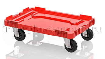 Тележка пластиковая сплошная без тормозов красная в Ярославле