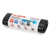 Мешки для мусора 60 л, черные, в рулоне 20 шт., ПНД, 10 мкм, 700х600 мм, LAIMA, 601381 в Ярославле