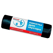 Мешки для мусора 160 л, черные, в рулоне 20 шт., ПВД, 30 мкм, 1200х870 мм, PACLAN Professional, 604082 в Ярославле Мешки для мусора 160 л, черные, в рулоне 20 шт., ПВД, 30 мкм, 1200х870 мм, PACLAN Professional, 604082 в Ярославле