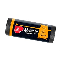 Мешки для мусора 30 л, черные, в рулоне 30 шт., ПНД, 7 мкм, 560х480 мм, Comfort, М0291 (МН 30-30ч) в Ярославле Мешки для мусора 30 л, черные, в рулоне 30 шт., ПНД, 7 мкм, 560х480 мм, Comfort, М0291 (МН 30-30ч) в Ярославле