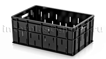 Ящик для молока, мяса, овощей и фруктов малая перфорация дно сплошное черный в Ярославле