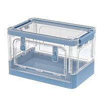 Ящик пластиковый складной прозрачный, дно синее, 360х235х230 мм, с колесиками в Ярославле Ящик пластиковый складной прозрачный, дно синее, 360х235х230 мм, с колесиками в Ярославле