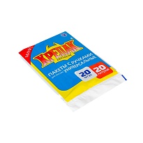 Мешки для мусора 20 л, с ручками, черные, в пачке 20 шт., ПНД, 10 мкм, 550х440 мм, Крепак, 4607075710085 в Ярославле