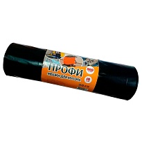 Мешки для мусора 360 л, черные, в рулоне 10 шт., ПВД 65 мкм, 1400х1100 мм, Концепция Быта Профи, 603736 в Ярославле