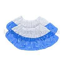 Бахилы бело-синие 1000 шт (500 пар), 48 мкм, двойная подошва, с одной резинкой, Эконом+ в Ярославле Бахилы бело-синие 1000 шт (500 пар), 48 мкм, двойная подошва, с одной резинкой, Эконом+ в Ярославле