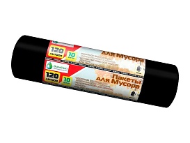 Мешки для мусора 120 л, черные, в рулоне 10 шт., ПНД, 12 мкм, 1100х700 мм, MIRPACK Classik, 1201011 в Ярославле