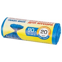 Мешки для мусора 90 л, синие, в рулоне 20 шт., ПНД, 14 мкм, 900х700 мм, LAIMA ULTRA, 607693 в Ярославле Мешки для мусора 90 л, синие, в рулоне 20 шт., ПНД, 14 мкм, 900х700 мм, LAIMA ULTRA, 607693 в Ярославле