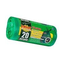 Мешки для мусора 20 л, биоразлагаемые, с ручками, черные, в рулоне 30 шт., ПНД, 10 мкм, 550х440 мм, Крепак, 4607075710047 в Ярославле