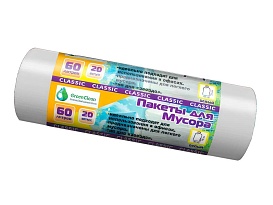 Мешки для мусора 60 л, белые, в рулоне 20 шт., ПНД, 7 мкм, 700х600 мм, MIRPACK Classik, 602052 в Ярославле