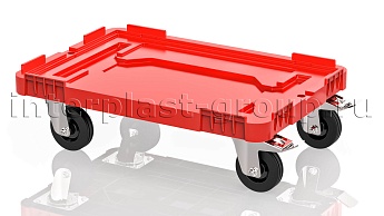 Тележка пластиковая сплошная 2 колеса с тормозом красная в Ярославле