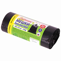 Мешки для мусора 30 л, черные, в рулоне 30 шт., ПНД, 7 мкм, 550х480 мм, Любаша, 608089 в Ярославле