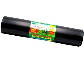 Мешки для мусора 280 л, ароматизированные, черные, в рулоне 10 шт., ПВД 110 мкм, 1400х930 мм, Добрыня, Dob28010black в Ярославле