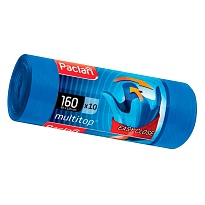 Мешки для мусора 160 л, с ушками, синие, в рулоне 10 шт., ПВД, 30 мкм, 1250х900 мм, PACLAN Multitop, 604064 в Ярославле