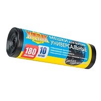 Мешки для мусора 180 л, черные, в рулоне 10 шт., ПНД, 20 мкм, 1150х800 мм, Крепак, 4607075710481 в Ярославле Мешки для мусора 180 л, черные, в рулоне 10 шт., ПНД, 20 мкм, 1150х800 мм, Крепак, 4607075710481 в Ярославле