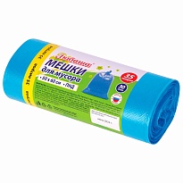 Мешки для мусора 35 л, синие, в рулоне 30 шт., ПНД, 10 мкм, 600х500 мм, Любаша, 608091 в Ярославле
