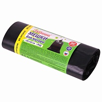 ММешки для мусора 60 л, черные, в рулоне 20 шт., ПНД, 8 мкм, 650х580 мм, Любаша, 608092 в Ярославле