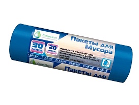 Мешки для мусора 30 л, синие, в рулоне 20 шт., ПНД, 7 мкм, 600х500 мм, MIRPACK Classik, 302041 в Ярославле Мешки для мусора 30 л, синие, в рулоне 20 шт., ПНД, 7 мкм, 600х500 мм, MIRPACK Classik, 302041 в Ярославле