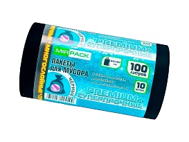 Мешки для мусора 100 л, черные, в рулоне 10 шт., ПВД, 70 мкм, 1000х600 мм, PREMIUM+, 1001076 в Ярославле