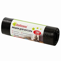 Мешки для мусора 180 л, черные, в рулоне 10 шт., ПВД, 24 мкм, 1060х800 мм, Любаша, 605336 в Ярославле Мешки для мусора 180 л, черные, в рулоне 10 шт., ПВД, 24 мкм, 1060х800 мм, Любаша, 605336 в Ярославле