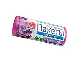 Мешки для мусора 30 л, ароматизированные, Лаванда, сиреневые, в рулоне 20 шт., ПНД, 9 мкм, 560х530 мм, GRIFON Aroma, 101-020 La в Ярославле