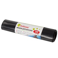 Мешки для мусора 240 л, черные, в рулоне 5 шт., ПВД 30 мкм, 1300х900 мм, Любаша, 605338 в Ярославле