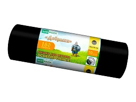 Мешки для мусора 180 л, ароматизированные, черные, в рулоне 10 шт., ПВД, 100 мкм, 1100х930 мм, Добрыня, Dob18010black в Ярославле